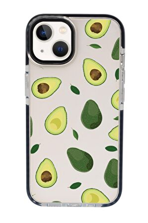 iPhone 15 Uyumlu Avokado Desenli Candy Bumper Darbe Emci Silikonlu Telefon Kılıfı 