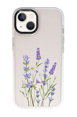 iPhone 15 Uyumlu Lavender Desenli Candy Bumper Darbe Emci Silikonlu Telefon Kılıfı 