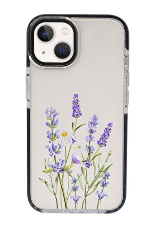iPhone 15 Uyumlu Lavender Desenli Candy Bumper Darbe Emci Silikonlu Telefon Kılıfı 