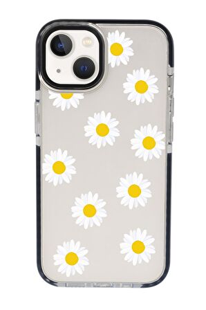 iPhone 15 Uyumlu Bahar Papatyaları Desenli Candy Bumper Darbe Emci Silikonlu Telefon Kılıfı 