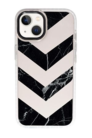 iPhone 15 Uyumlu Mermer Üçgen Desenli Candy Bumper Darbe Emci Silikonlu Telefon Kılıfı 