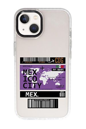 iPhone 15 Uyumlu Mexico Ticket Desenli Candy Bumper Darbe Emci Silikonlu Telefon Kılıfı 