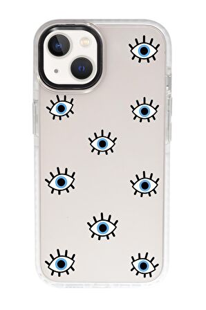 iPhone 15 Uyumlu Nazar Gözler Desenli Candy Bumper Darbe Emci Silikonlu Telefon Kılıfı 