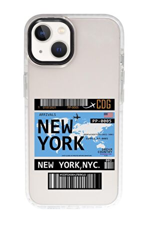 iPhone 15 Uyumlu New York Desenli Candy Bumper Darbe Emci Silikonlu Telefon Kılıfı 