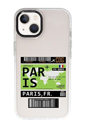 iPhone 15 Uyumlu Paris Ticket Desenli Candy Bumper Darbe Emci Silikonlu Telefon Kılıfı 