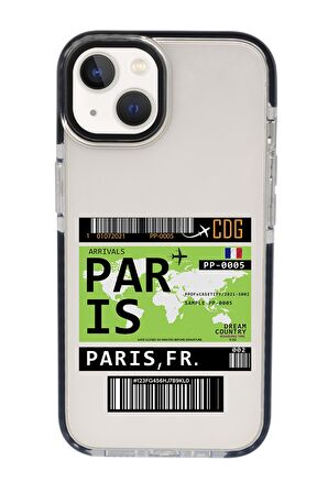 iPhone 15 Uyumlu Paris Ticket Desenli Candy Bumper Darbe Emci Silikonlu Telefon Kılıfı 