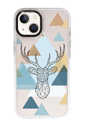 iPhone 15 Uyumlu Polygon Deer Desenli Candy Bumper Darbe Emci Silikonlu Telefon Kılıfı 