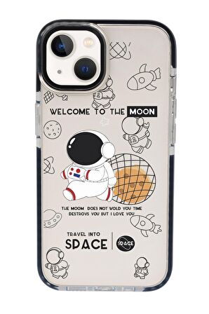 iPhone 15 Uyumlu Sevimli Astronot Desenli Candy Bumper Darbe Emci Silikonlu Telefon Kılıfı 