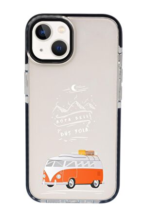 iPhone 15 Uyumlu Rota Belli Desenli Candy Bumper Darbe Emci Silikonlu Telefon Kılıfı 