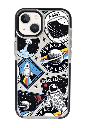 iPhone 15 Uyumlu Space Desenli Candy Bumper Darbe Emci Silikonlu Telefon Kılıfı 