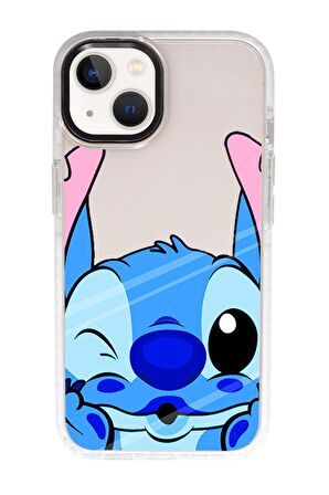 iPhone 15 Uyumlu Stitch Desenli Candy Bumper Darbe Emci Silikonlu Telefon Kılıfı 