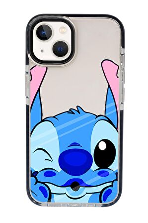 iPhone 15 Uyumlu Stitch Desenli Candy Bumper Darbe Emci Silikonlu Telefon Kılıfı 