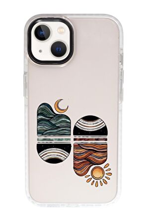 iPhone 15 Uyumlu Sunset Wawe Desenli Candy Bumper Darbe Emci Silikonlu Telefon Kılıfı 