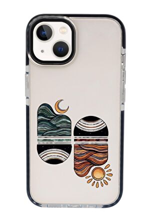 iPhone 15 Uyumlu Sunset Wawe Desenli Candy Bumper Darbe Emci Silikonlu Telefon Kılıfı 