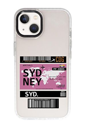 iPhone 15 Uyumlu Sydney Ticket Desenli Candy Bumper Darbe Emci Silikonlu Telefon Kılıfı 