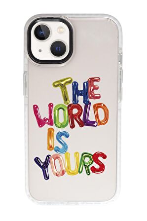 iPhone 15 Uyumlu The World Desenli Candy Bumper Darbe Emci Silikonlu Telefon Kılıfı 