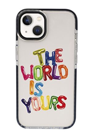 iPhone 15 Uyumlu The World Desenli Candy Bumper Darbe Emci Silikonlu Telefon Kılıfı 