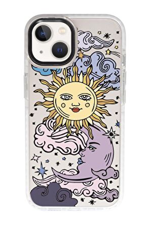 iPhone 15 Uyumlu Güneş Ay Desenli Candy Bumper Darbe Emci Silikonlu Telefon Kılıfı 