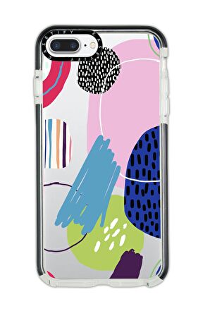 iPhone 7 Plus Casetify Art Design Anti Shock Premium Silikonlu Siyah Kenar Detaylı Telefon Kılıfı