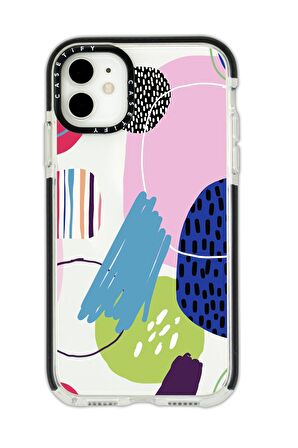 iPhone 11 Casetify Art Design Anti Shock Premium Silikonlu Siyah Kenar Detaylı Telefon Kılıfı