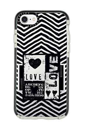 iPhone 7 Casetify Black Love Desenli Anti Shock Premium Silikonlu Siyah Kenar Detaylı Telefon Kılıfı