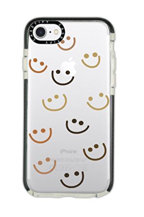 iPhone 7 Casetify Smile Desenli Anti Shock Premium Silikonlu Siyah Kenar Detaylı Telefon Kılıfı