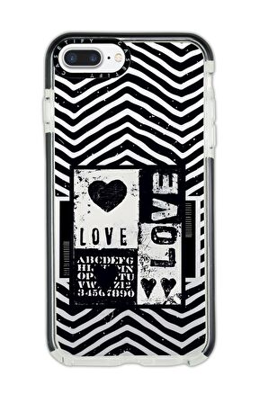 iPhone 7 Plus Casetify Black Love Desenli Anti Shock Premium Silikonlu Siyah Kenar Detaylı Telefon Kılıfı
