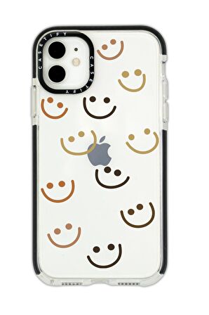 iPhone 11 Casetify Smile Desenli Anti Shock Premium Silikonlu Siyah Kenar Detaylı Telefon Kılıfı