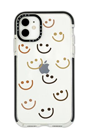 iPhone 12 Pro Casetify Smile Desenli Anti Shock Premium Silikonlu Siyah Kenar Detaylı Telefon Kılıfı