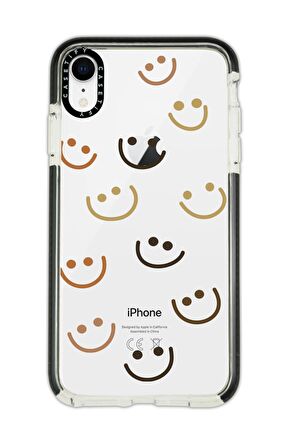 iPhone XR Casetify Smile Desenli Anti Shock Premium Silikonlu Siyah Kenar Detaylı Telefon Kılıfı