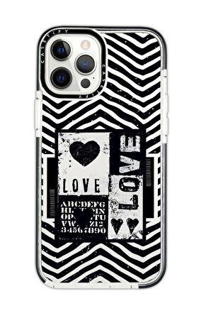 iPhone 11 Pro Casetify Black Love Desenli Anti Shock Premium Silikonlu Siyah Kenar Detaylı Telefon Kılıfı