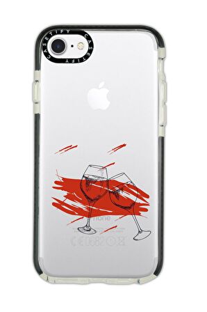 iPhone 8 Casetify Spilled Wine Desenli Anti Shock Premium Silikonlu Siyah Kenar Detaylı Telefon Kılıfı