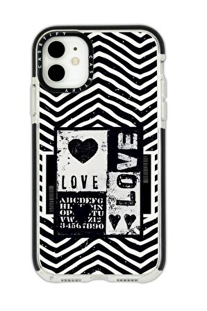iPhone 12 Casetify Black Love Desenli Anti Shock Premium Silikonlu Siyah Kenar Detaylı Telefon Kılıfı