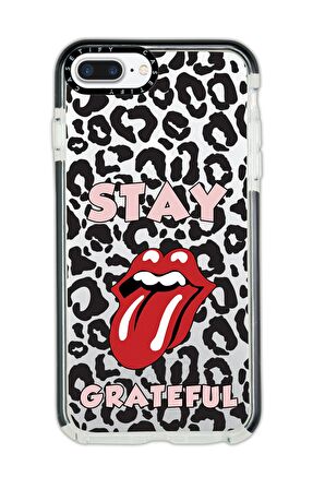 iPhone 7 Plus Casetify Stay Grateful Desenli Anti Shock Premium Silikonlu Siyah Kenar Detaylı Telefon Kılıfı