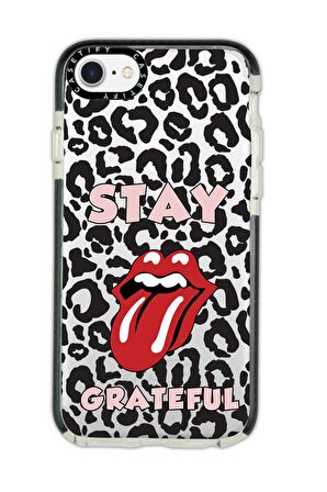 iPhone 8 Casetify Stay Grateful Desenli Anti Shock Premium Silikonlu Siyah Kenar Detaylı Telefon Kılıfı