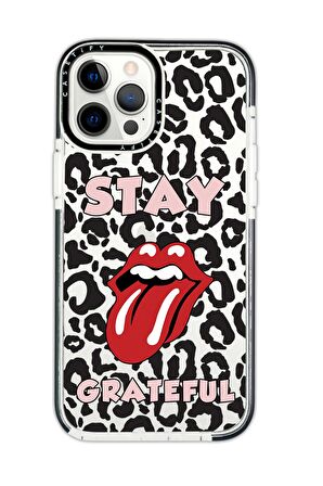 iPhone 12 Pro Max Casetify Stay Grateful Desenli Anti Shock Premium Silikonlu Siyah Kenar Detaylı Telefon Kılıfı