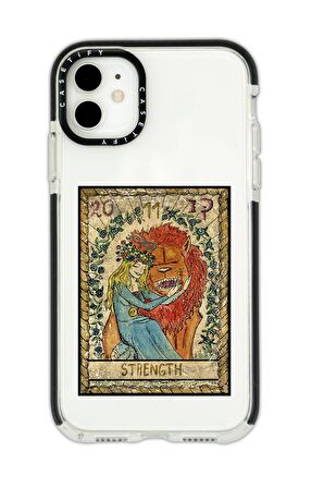 iPhone 11 Casetify Strenght Desenli Anti Shock Premium Silikonlu Siyah Kenar Detaylı Telefon Kılıfı