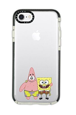 iPhone 6 Plus Casetify Sünger Bob ve Patrickstar Desenli Anti Shock Premium Silikonlu Siyah Kenar Detaylı Telefon Kılıfı