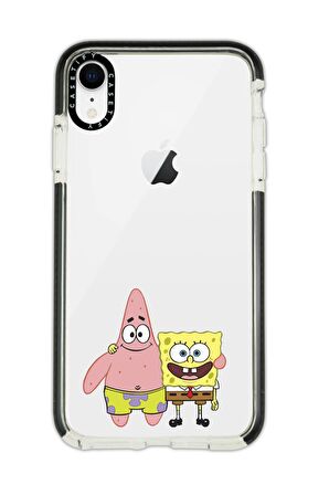iPhone XR Casetify Sünger Bob ve Patrickstar Desenli Anti Shock Premium Silikonlu Siyah Kenar Detaylı Telefon Kılıfı