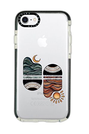 iPhone 7 Casetify Sunset Wawe Desenli Anti Shock Premium Silikonlu Siyah Kenar Detaylı Telefon Kılıfı