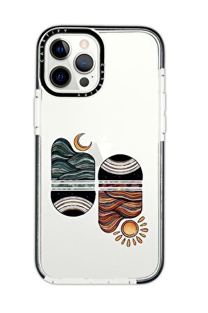 iPhone 11 Pro Casetify Sunset Wawe Desenli Anti Shock Premium Silikonlu Siyah Kenar Detaylı Telefon Kılıfı