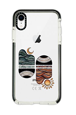 iPhone XR Casetify Sunset Wawe Desenli Anti Shock Premium Silikonlu Siyah Kenar Detaylı Telefon Kılıfı
