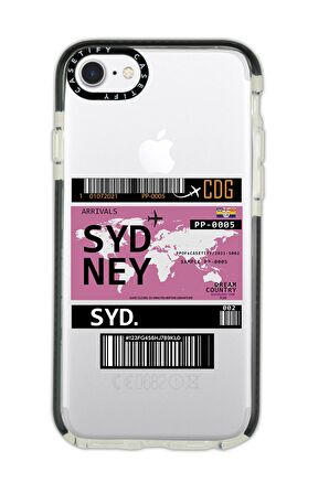 iPhone 6 Plus Casetify Sydney Ticket Desenli Anti Shock Premium Silikonlu Siyah Kenar Detaylı Telefon Kılıfı