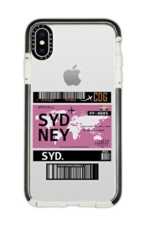 iPhone X Casetify Sydney Ticket Desenli Anti Shock Premium Silikonlu Siyah Kenar Detaylı Telefon Kılıfı
