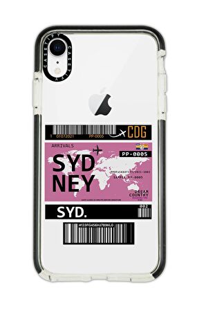 iPhone XR Casetify Sydney Ticket Desenli Anti Shock Premium Silikonlu Siyah Kenar Detaylı Telefon Kılıfı