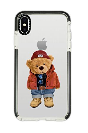 iPhone X Casetify Teddy Bear Desenli Anti Shock Premium Silikonlu Siyah Kenar Detaylı Telefon Kılıfı