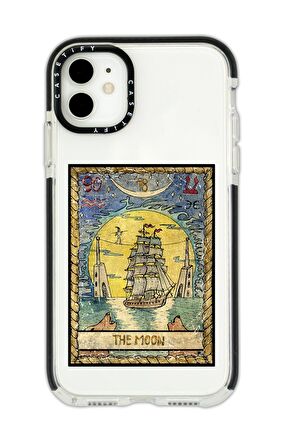 iPhone 12 Casetify The Moon Desenli Anti Shock Premium Silikonlu Siyah Kenar Detaylı Telefon Kılıfı