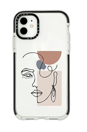 iPhone 12 Casetify Women Art Desenli Anti Shock Premium Silikonlu Siyah Kenar Detaylı Telefon Kılıfı