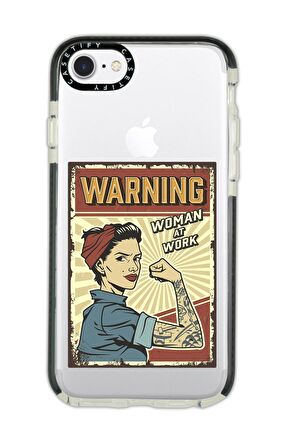 iPhone 6 Plus Casetify Women At Work Desenli Anti Shock Premium Silikonlu Siyah Kenar Detaylı Telefon Kılıfı