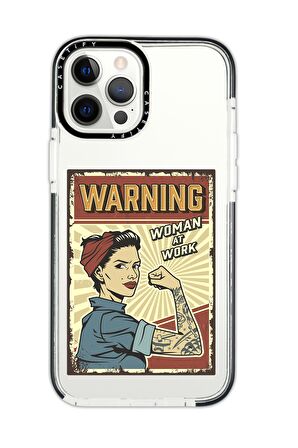 iPhone 11 Pro Casetify Women At Work Desenli Anti Shock Premium Silikonlu Siyah Kenar Detaylı Telefon Kılıfı